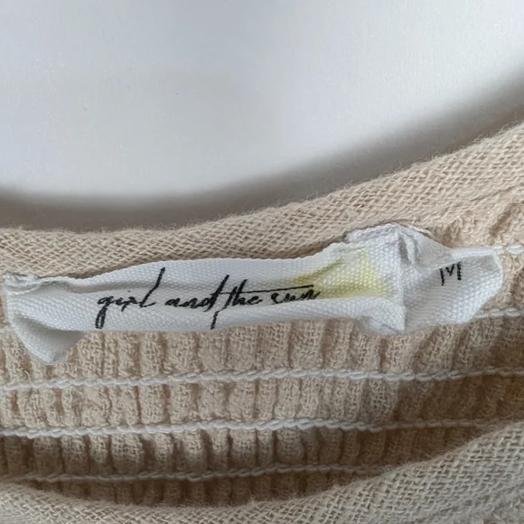 Cream Button Cotton Dress 3/4 Length Smocked Boho Earthy Size Medium - Picture 3 of 8